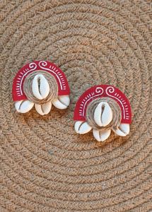 Ethnic fabric Shell Earrings