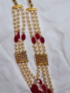 ✨ Elegant Pearl &amp; Red Bead Necklace ✨