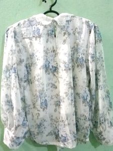 Floral Print Sheer Blouse
