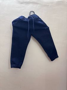 Blue Printed Shirt &amp; Denim Joggers Set