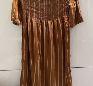 brown striped stretchable dress