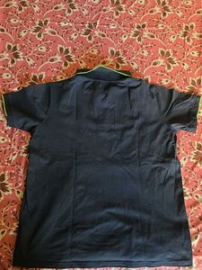Men's Dark Polo Shirt with Neon Green Accents