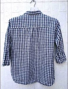 New with tag Korean Blue Gingham Checkered Shirt
