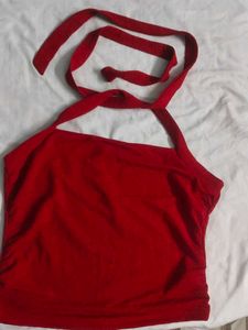 Red Ruched Bikini Top