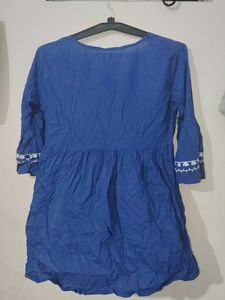 Blue Embroidered Top
