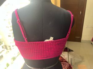 Boho Pink Tie-Front Crop Top Blouse