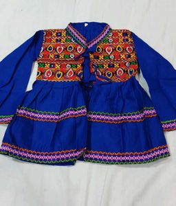 Embroidered Blue Kurta Set with Dhoti Pants