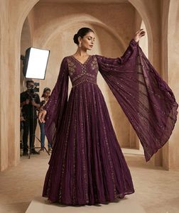 brand new Embellished gown with falling sleeves