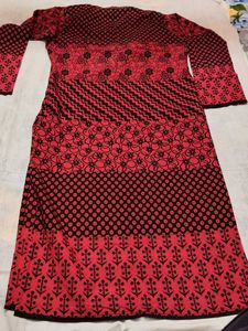 Red &amp; Black Printed Kurta