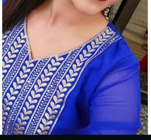 Royal Blue Embroidered Anarkali Gown