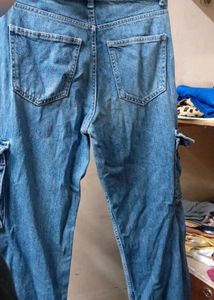 Blue Denim Cargo Pants