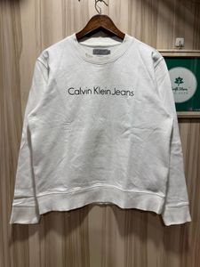 Calvin Klein Jeans White Fleeced Sweatshirt