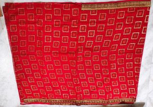 Elegant Red Saree with Golden Motif