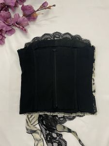 Strapless Animal Print Lace Trim corset Top
