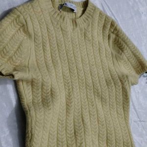 Yellow Knit Short Sleeve Top