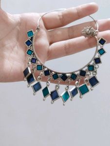 Bohemian Blue Diamond Hoop Earrings