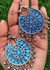 Boho Blue Stone Chandelier Earrings