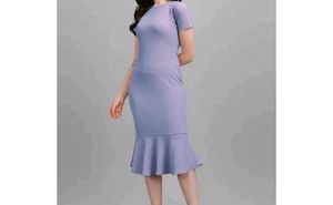 Powder Blue Bodycon Midi Dress