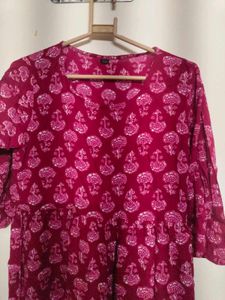 Maroon Block Print Kurta