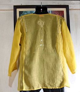 Yellow Embroidered Chikankari Kurta