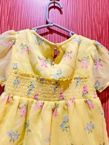Yellow Floral Smocked Top
