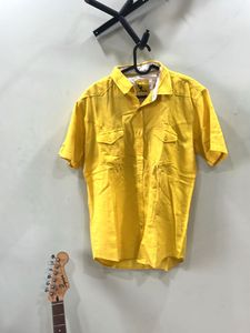 Yellow Short Sleeve Button-Up Shirt