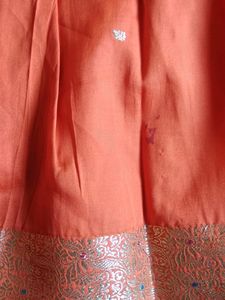 Orange Pattu Langa.with Paranda