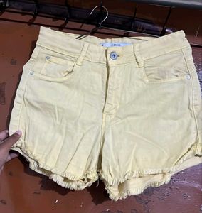 Yellow Denim Shorts