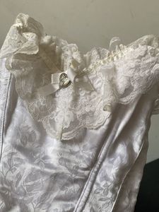 White Lace Trim Corset Top