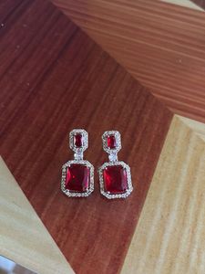 Red Crystal Dangle Earrings