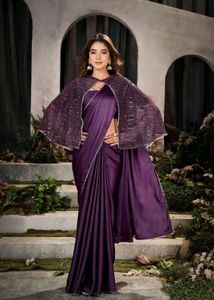 Designer Purple Sequined Saree