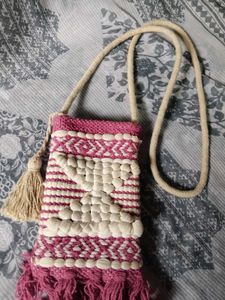 Boho Woven Tassel Sling Bag