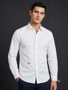Men's White Embroidered Bee Shirt