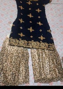 Navy Blue Kurta  Sharara Pant dupatta