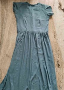 Chic Teal Pleated Button-Up Dress