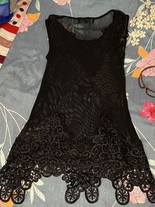 Sheer Black Lace Tunic Top