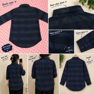 Navy Blue Striped Button-Up Shirt