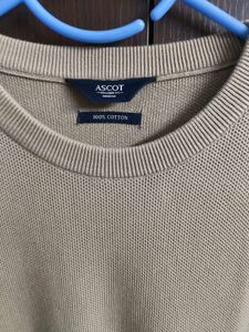 Ascot Men's Beige Textured Short Sleeve T-Shirt