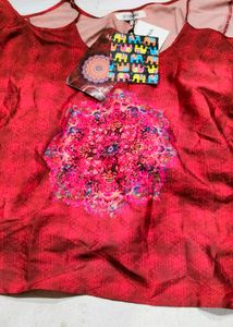 Vibrant Red Ethnic Gown with Mandala Print
