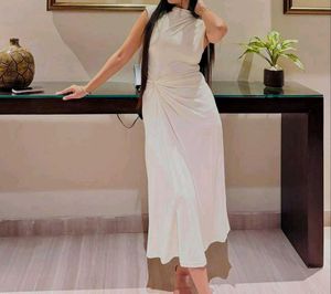 Elegant Ruched white bodycon Dress