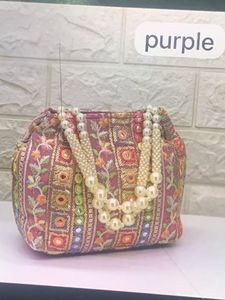 Embroidered Potli Bag with Pearls