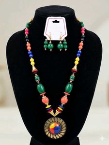 Boho Beaded Necklace & Earring Set