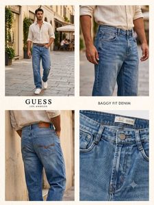 GUESS Premium Mens Baggy Fit Denim Jea