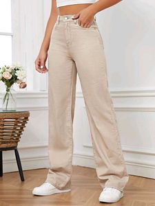 Beige Wide Leg Jeans