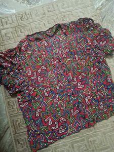 Retro Print Button-Down Top