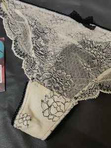 Lace Thong Panty with Bow Detail