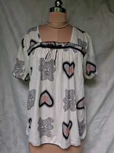 Cute Teddy Bear Print Blouse
