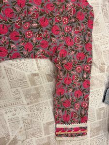 Stylish Grey Floral Print Kurta