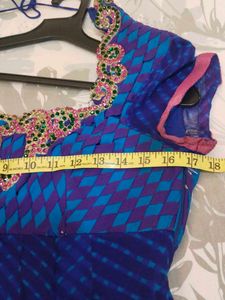 Elegant Blue Lehariya Anarkali wedding wear