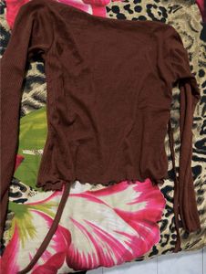 Brown Tie-Front Cardigan